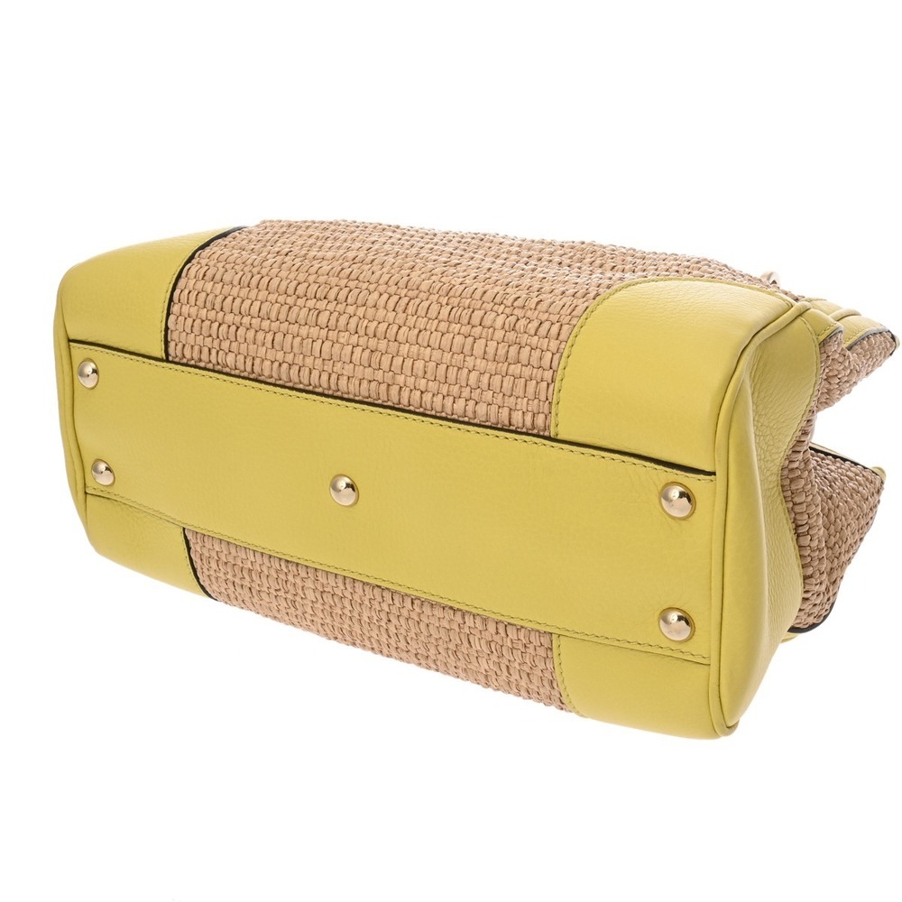 Gucci Leather Beige Yellow Tote Tan Bamboo Bag Straw Tan Handbag - Picture 5 of 10